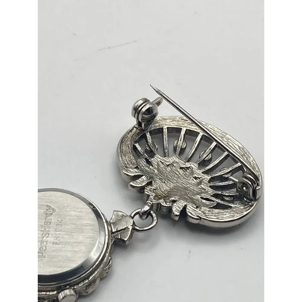 Women's Art Deco Brooch Watch Peers Hardy - New Battery - Marcasite Like Stones